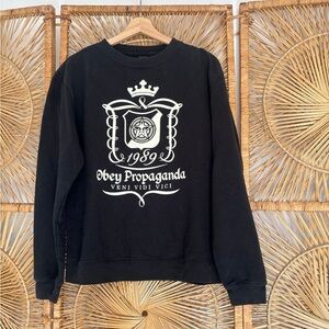 Obey Black Crewneck Sweater with White Graphic